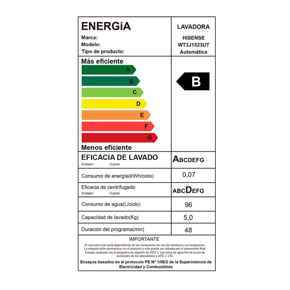 Lavadora Automática Hisense WT3T2323UT 23 kg.