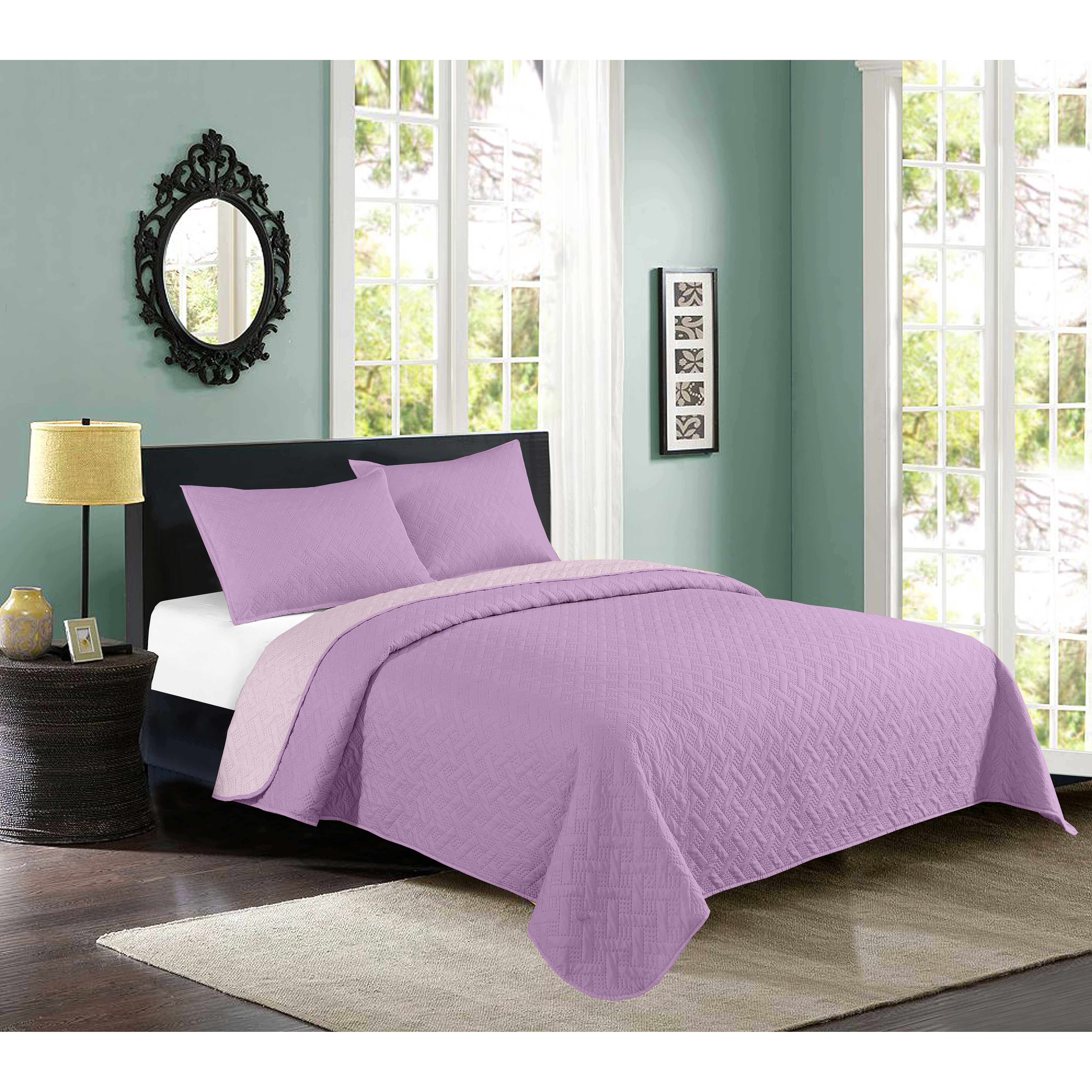 Quilt Estampado Illusions 2 Plazas Bicolor Purple