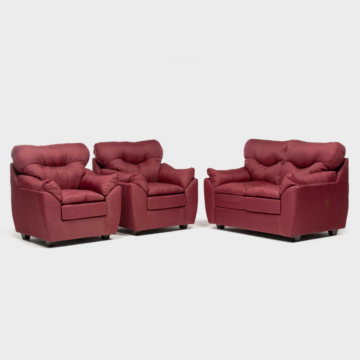 Juego de Living Almore Belén Sofá 2 Cuerpos + Dos Sillones 1 Cuerpo Rojo