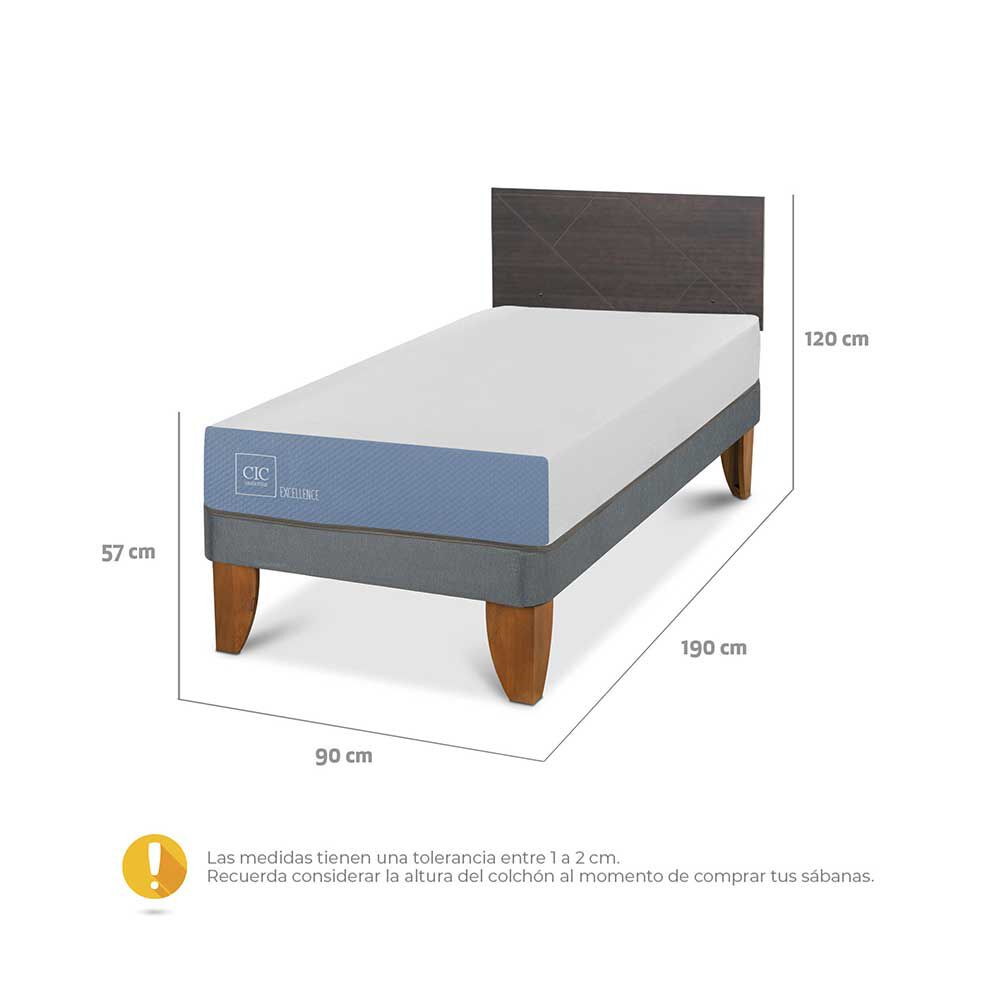 Cama Europea CIC 1 Plaza Excellence + Respaldo Villarrica