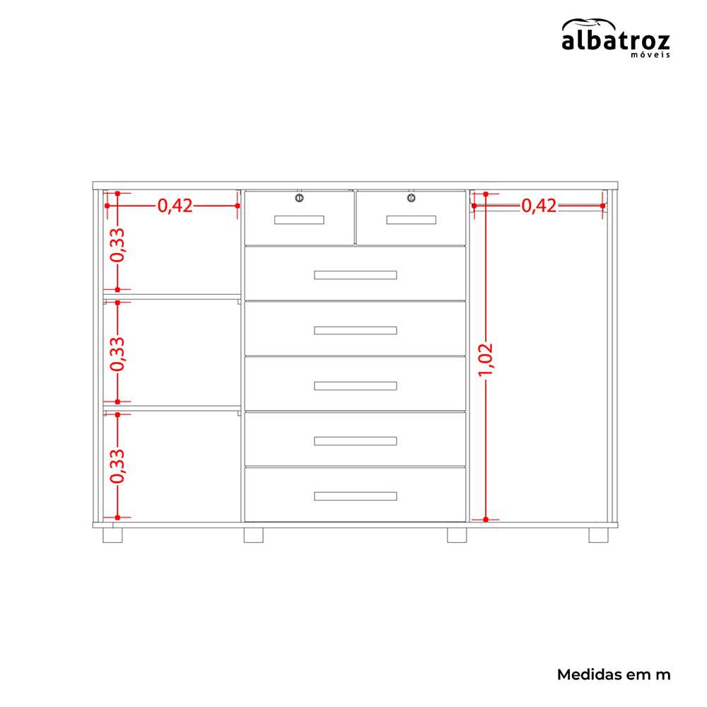 Cómoda Vekkahome Fontana 7 Cajones + 2 Puertas Blanco