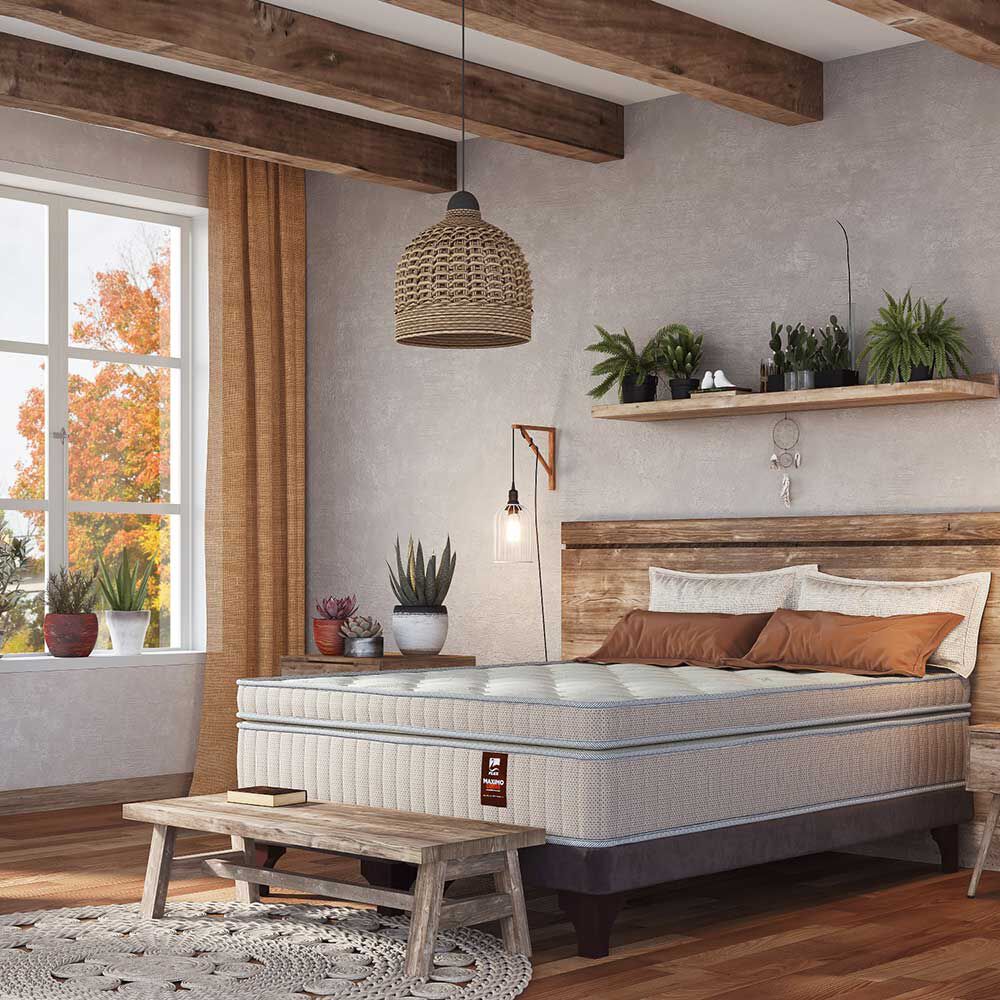 Cama Europea Flex Base Dividida 2 Plazas Máximo Cobre + Respaldo Lorraine