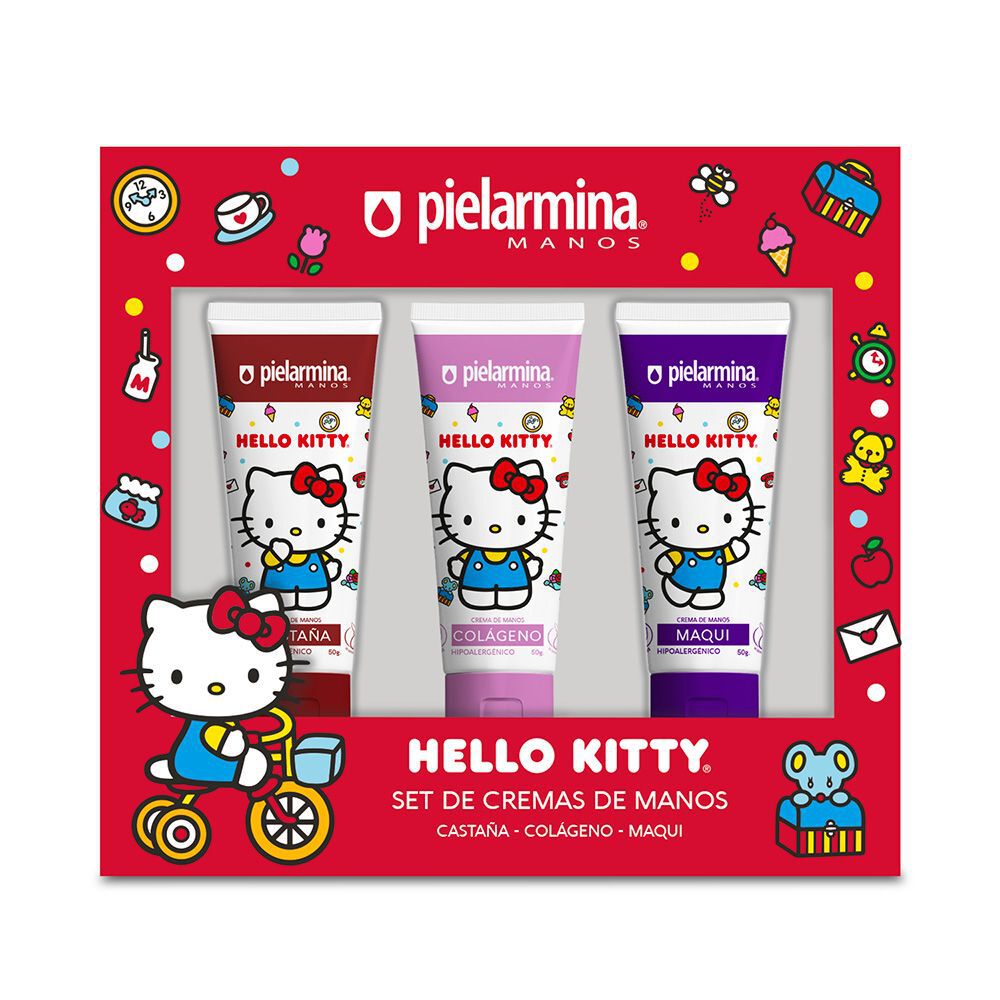 Set de Cremas de Manos Hello Kitty Castaña, Colágeno, Maqui