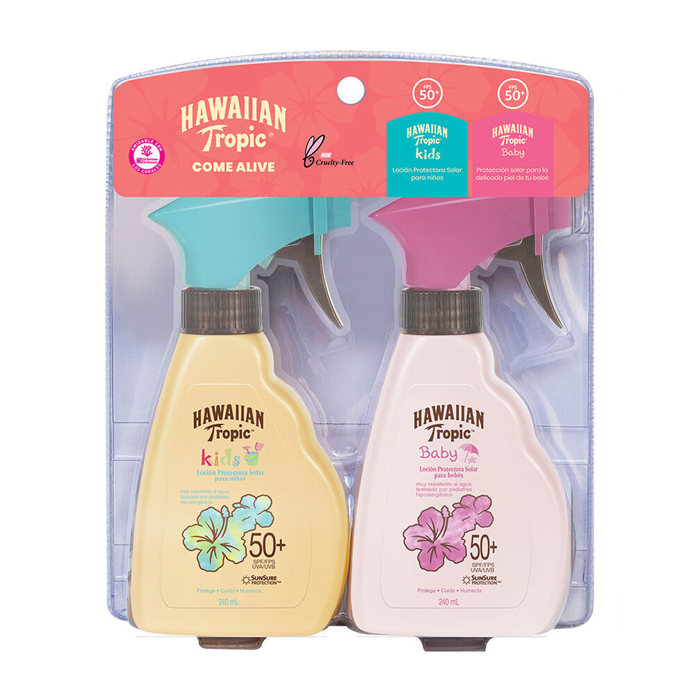 Set 1 Hawaiian Tropic Baby + 1 Kids Lociones Protectores Fps 50