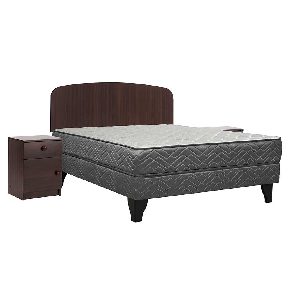 Cama Europea Celta 2 Plazas New Atlantis + Respaldo + 2 Veladores Cordoba