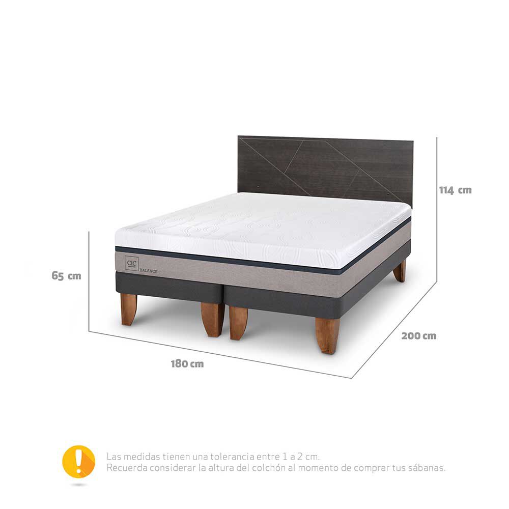 Cama Europea CIC Base Normal King Balance + Respaldo Villarrica