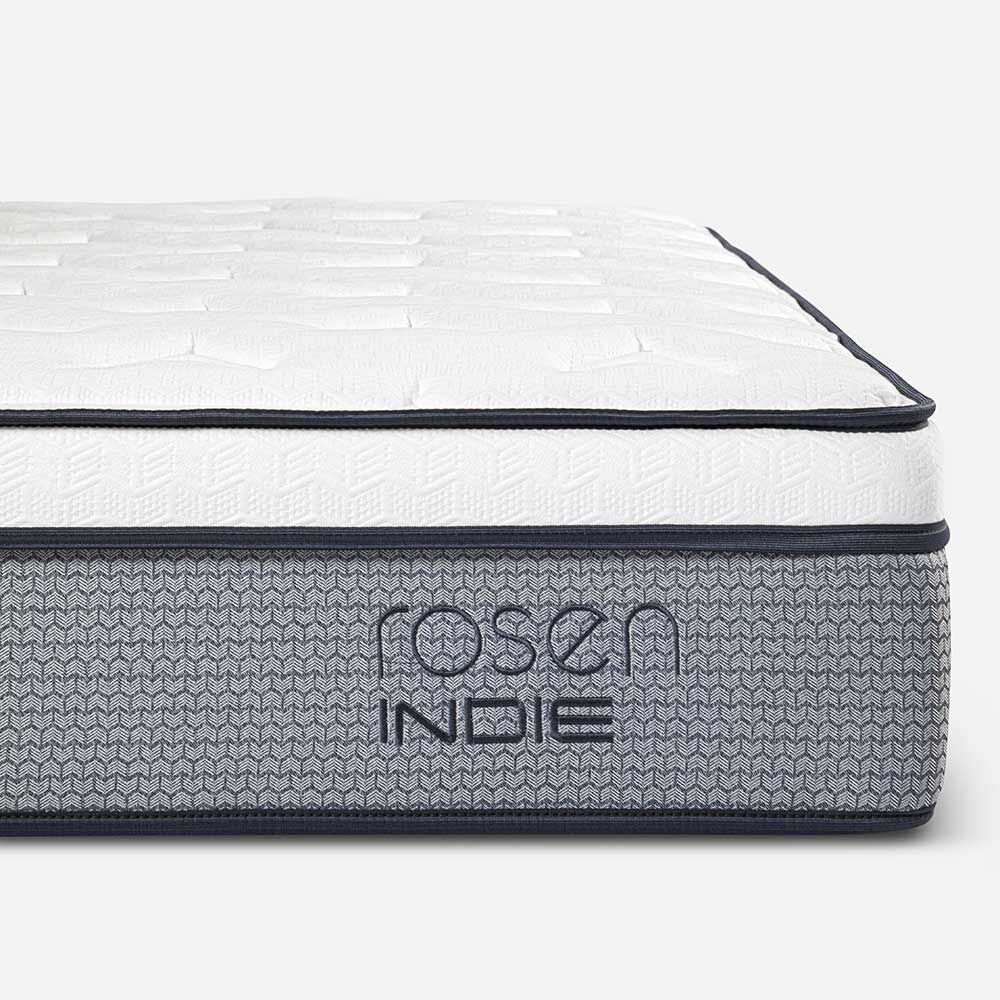 Cama Europea Rosen Base Dividida King Indie + Respaldo + 2 Veladores Issey Azul