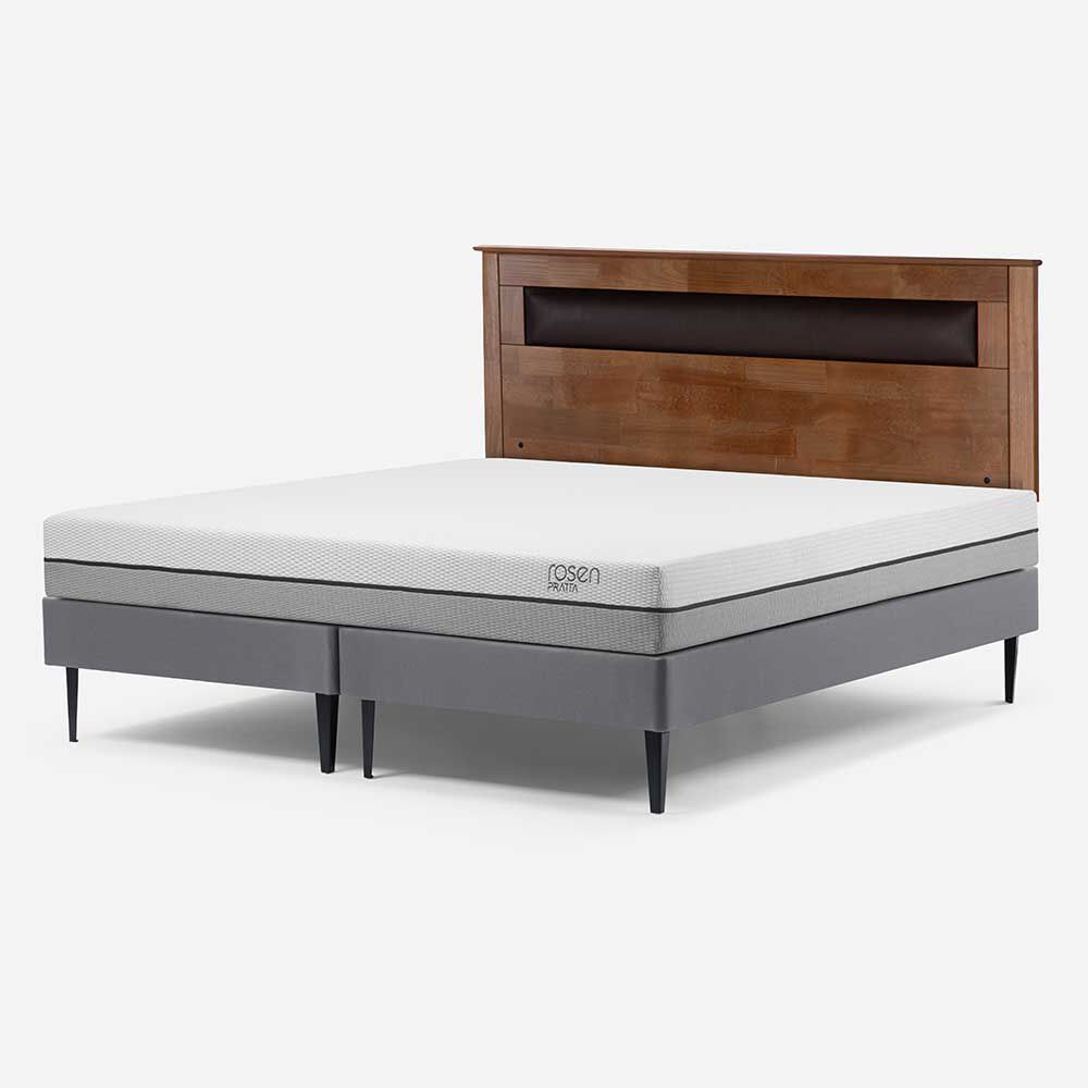 Cama Europea Rosen Base Dividida 2 Plazas Pratta + Respaldo Ferrara