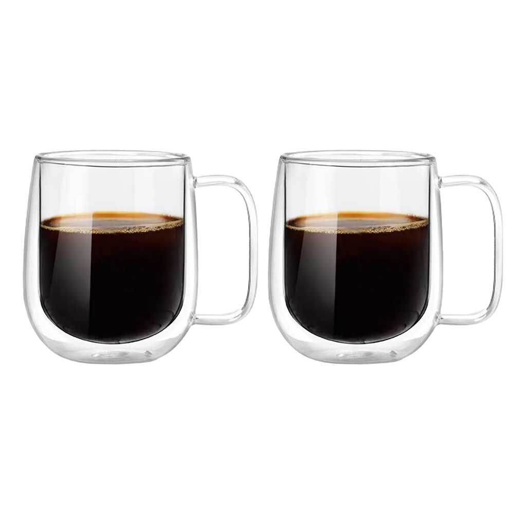 Set 2 Tazas Mug de Vidrio Doble Pared Simplit 300 ml