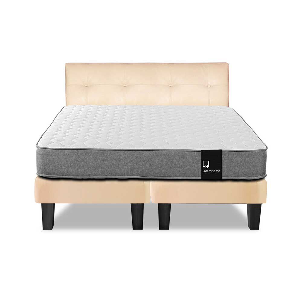 Cama Europea Latam Home Base Dividida 2 Plazas Zen Best Beige + Respaldo