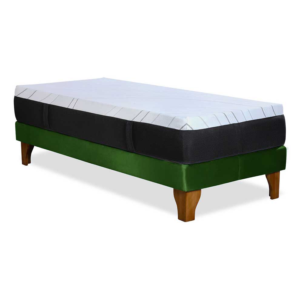 Cama Europea Latam Home 1,5 Plazas Zen Top Spring Soft Velvet Verde