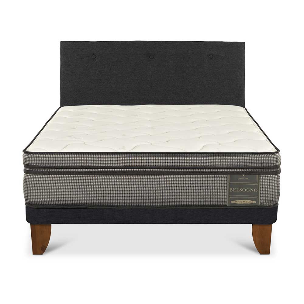 Cama Europea Belsogno 1,5 Plazas Signature + Respaldo Black