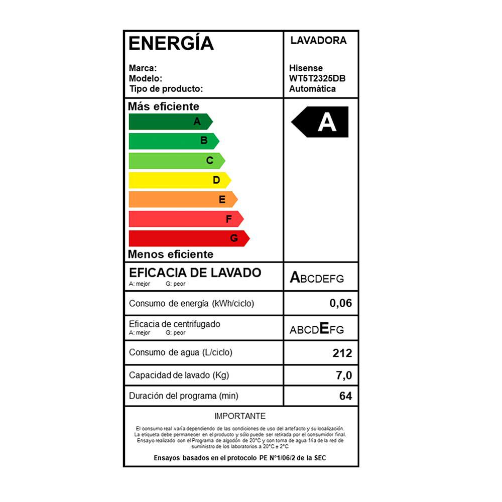 Lavadora Automática Hisense WT5T2325DB 23 kg.