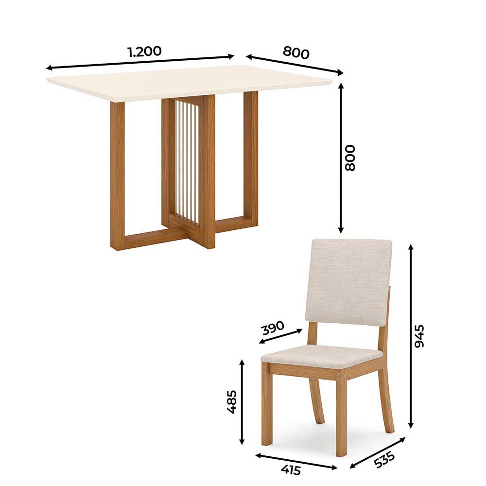 Juego de Comedor Home Mobili Dicion 4 Sillas Blanco Off Café