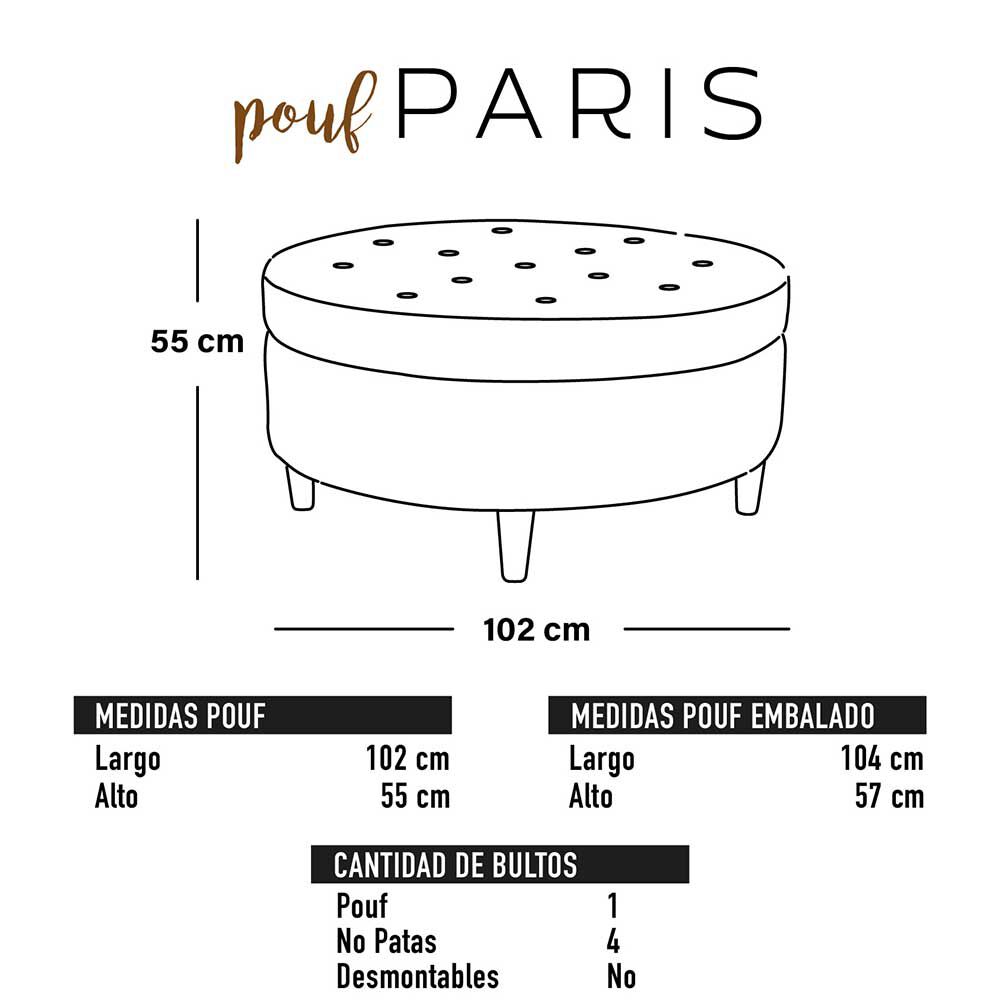 Pouf Latam Home Paris Cuero Kentucky Rojo