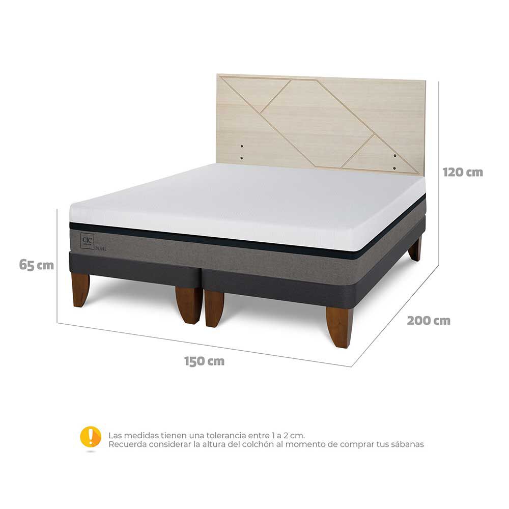 Cama Europea CIC Base Dividida 2 Plazas Balance + Respaldo Villarrica Alpino