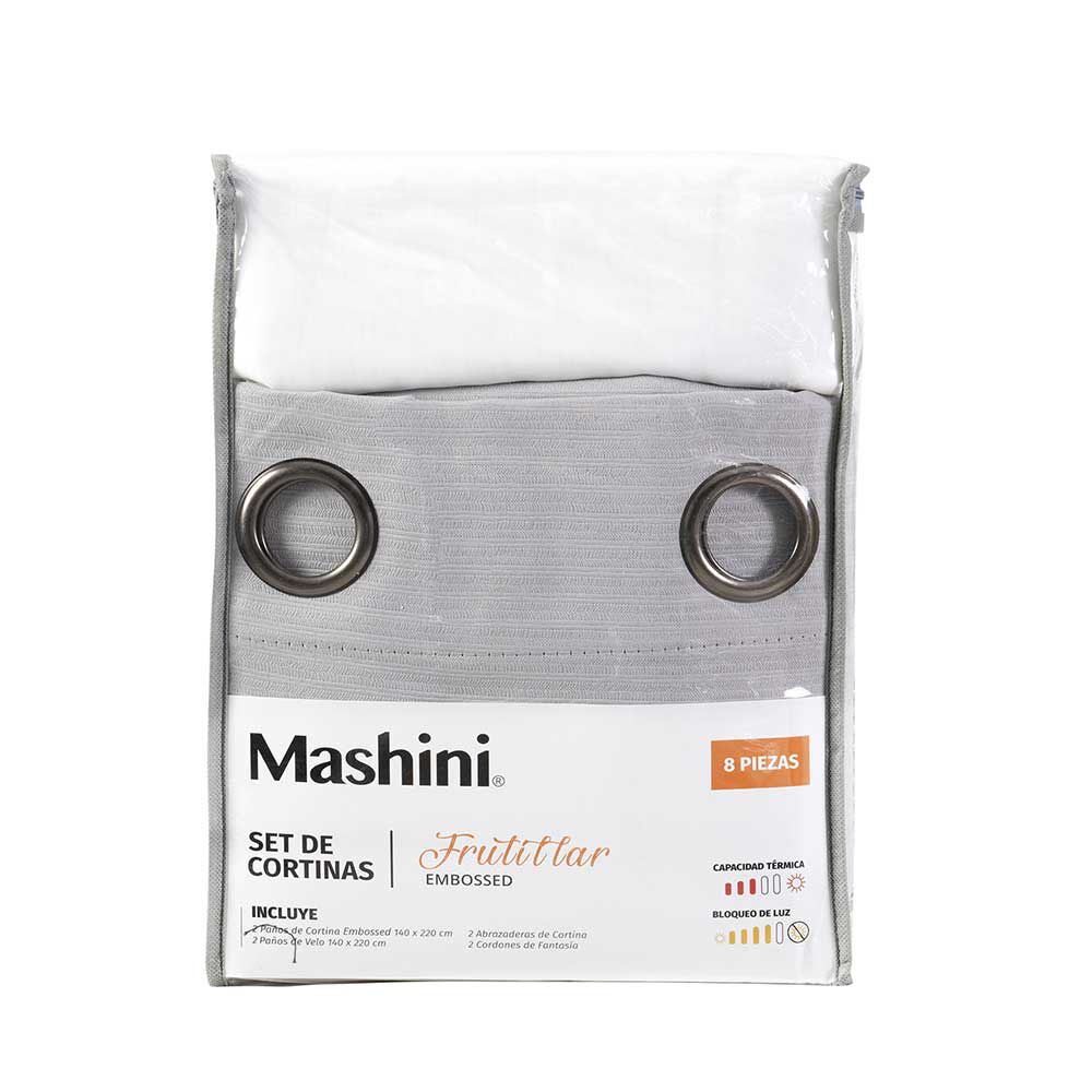 Set de Cortinas Mashini Frutill 140 x 220 cm Gris