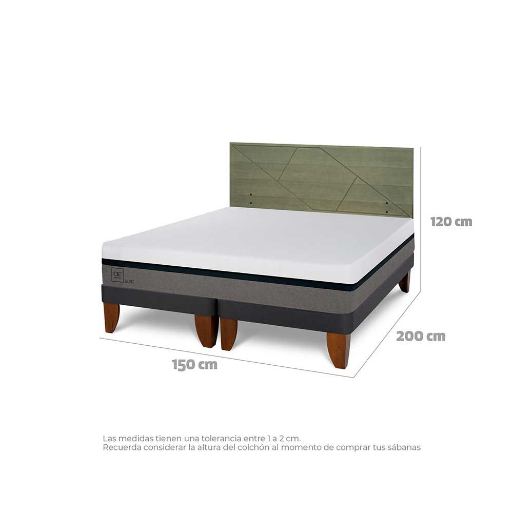 Cama Europea CIC Base Dividida 2 Plazas Balance + Respaldo Villarrica Olivo