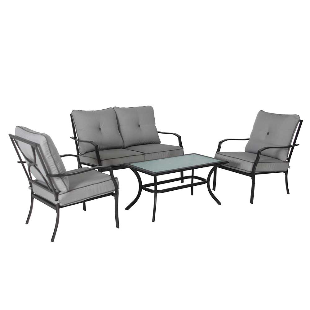 Juego de Living para Terraza Casanova Dover Sofá 2 Cuerpos + Dos Sillones 1 Cuerpo + Mesa de Centro Gris