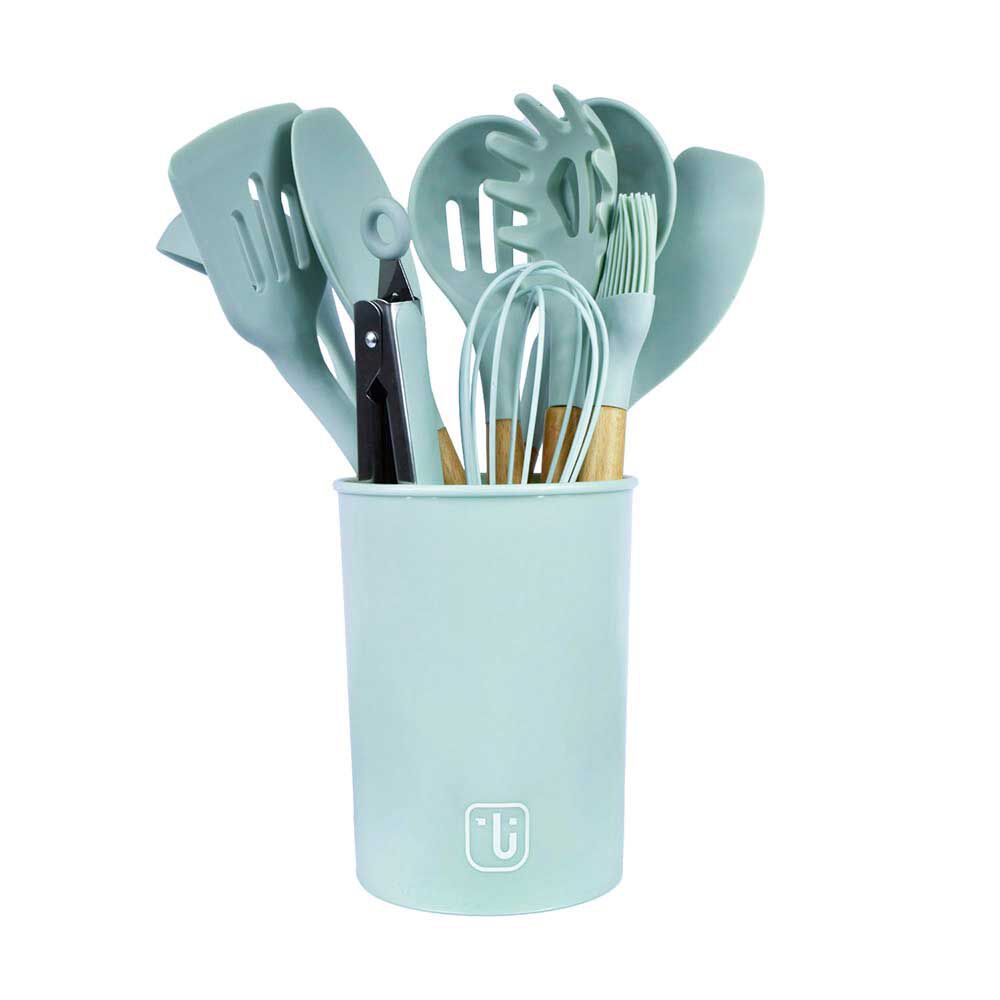 Batería de Cocina Simplit Acero Inoxidable 7 Piezas Dorado + Set 12 Utensilios Calipso