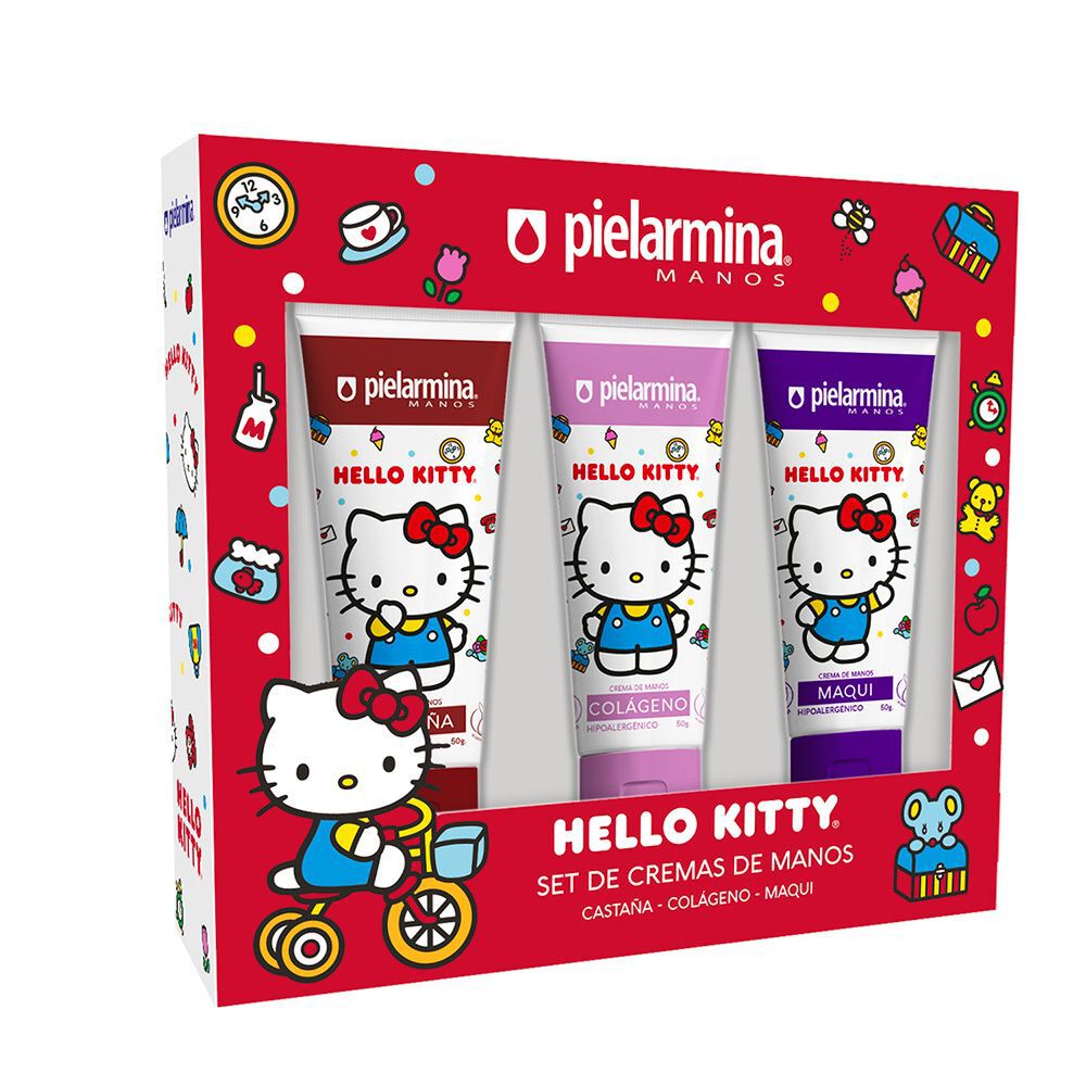 Set de Cremas de Manos Hello Kitty Castaña, Colágeno, Maqui