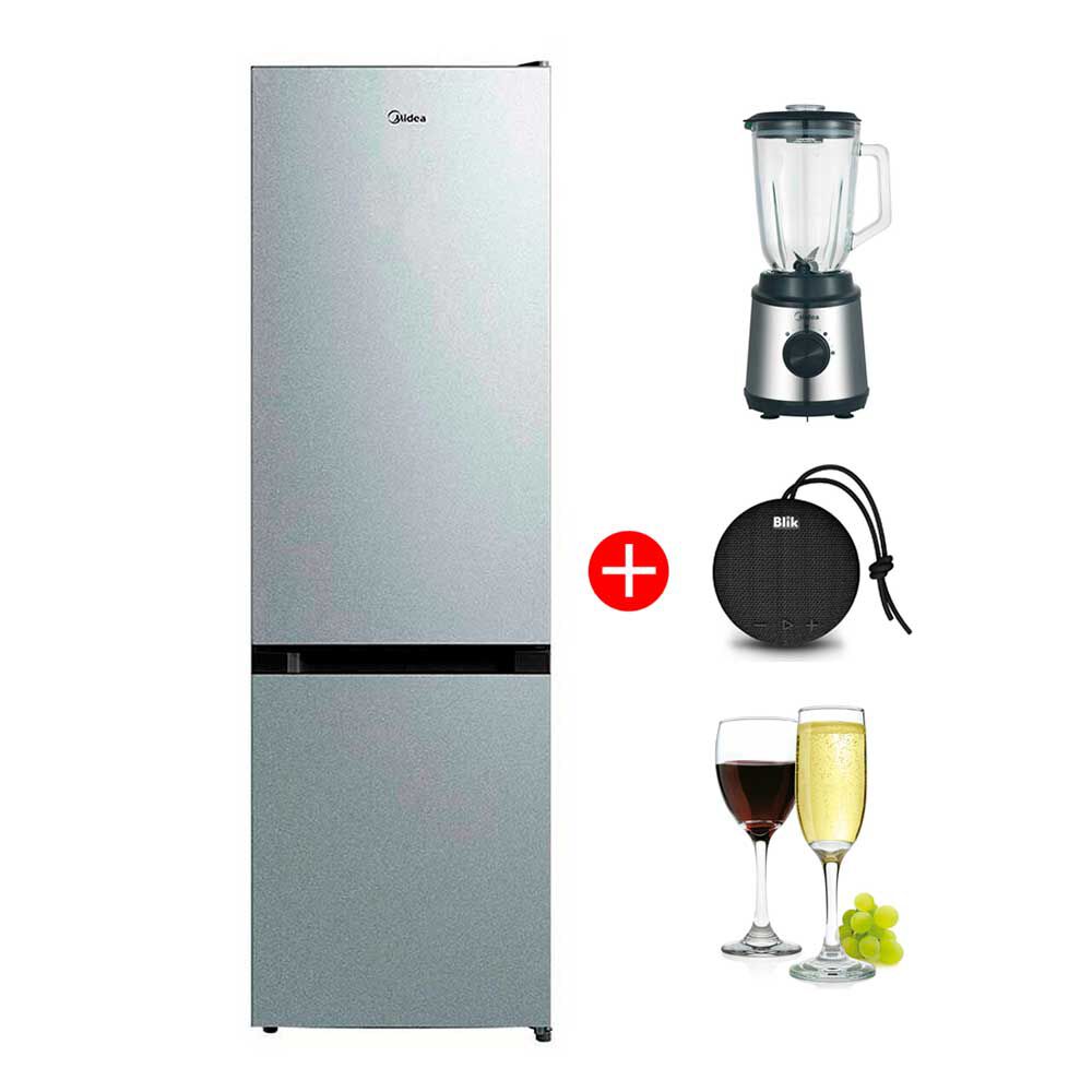 Combo Refrigerador Frío Directo Midea MDRB369FGE50 259 lts. + Licuadora Midea BL6006 1,5 lts. + Parlante Bluetooth Blik Move Negro + Set de Copas Cristar Versalles 300,0 cc. Y 330,2 cc.