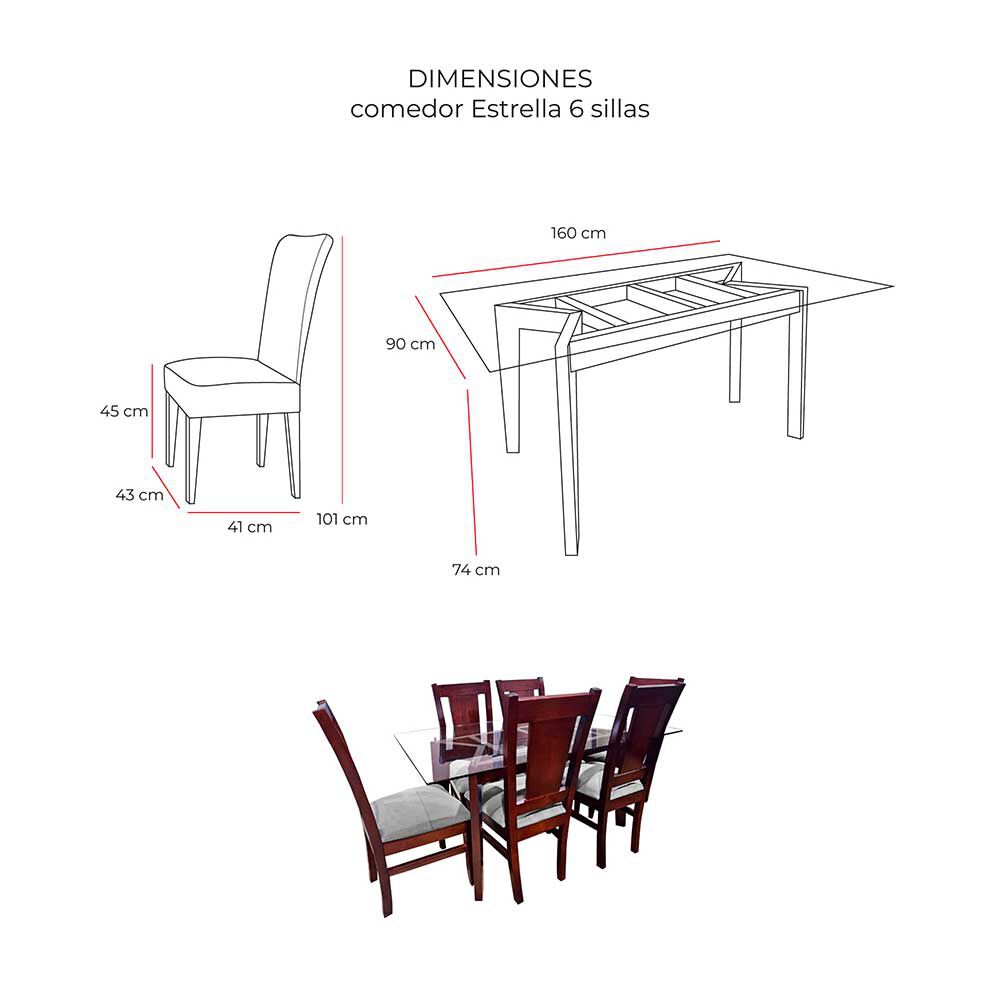 Juego de Comedor Living Factory Estrella 6 Sillas Gris