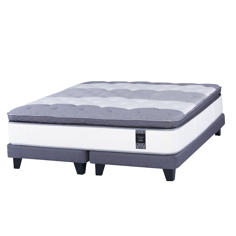 Cama Europea 2 Plazas Box Titanium New