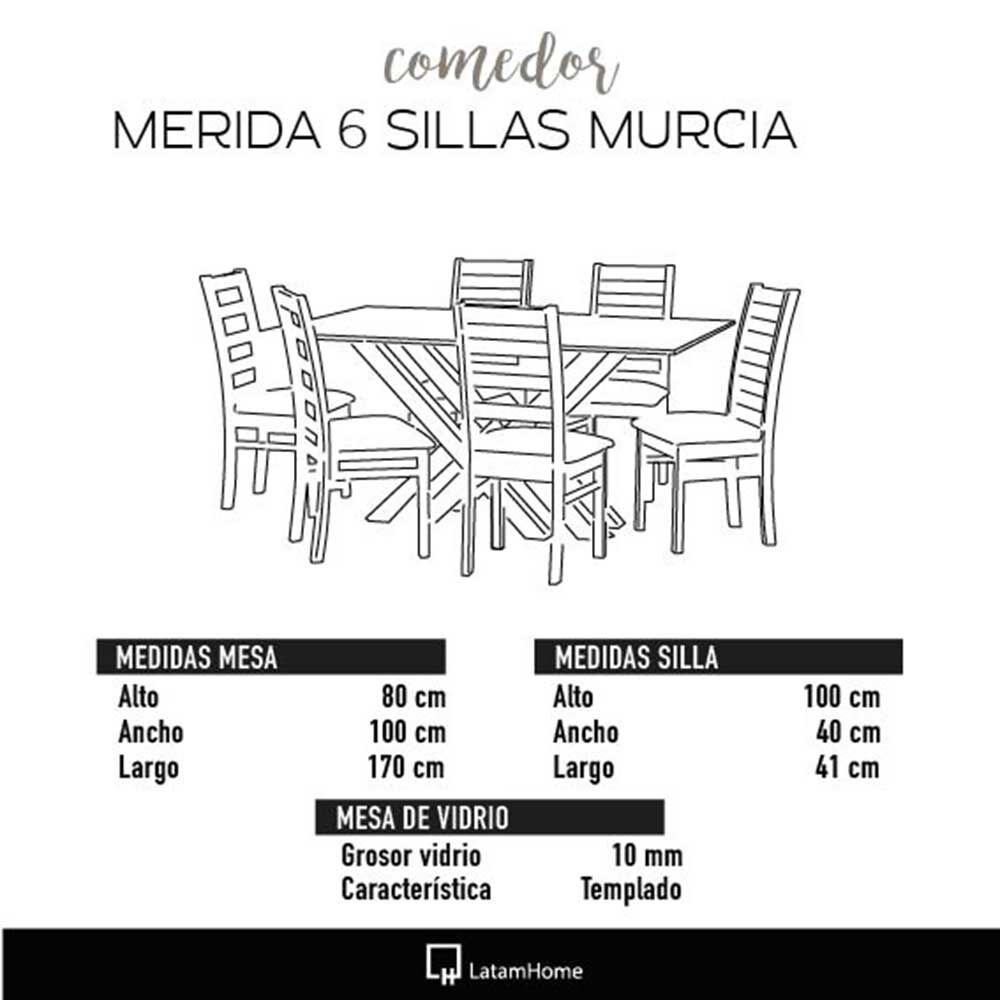 Juego de Comedor Latam Home Merida 6 Sillas Gris Oscuro