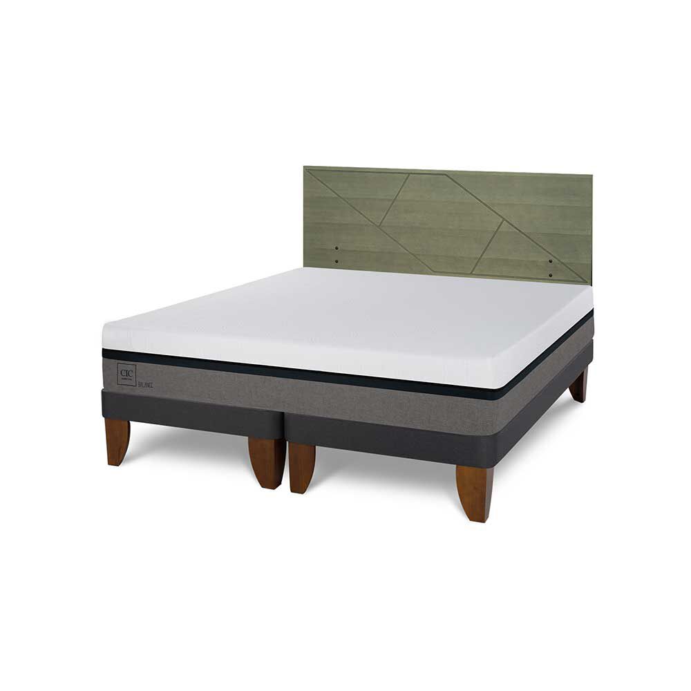 Cama Europea CIC Base Dividida 2 Plazas Balance + Respaldo Villarrica Olivo