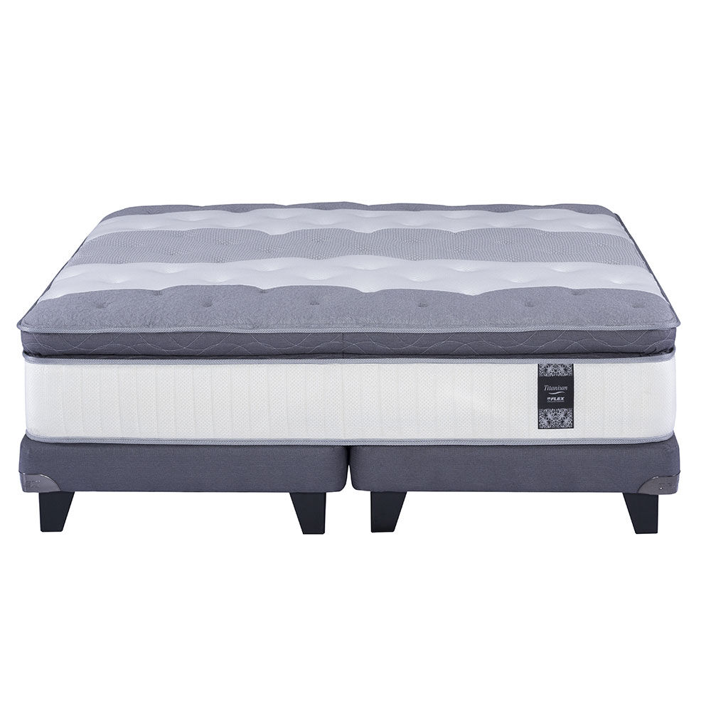 Cama Europea 2 Plazas Box Titanium New