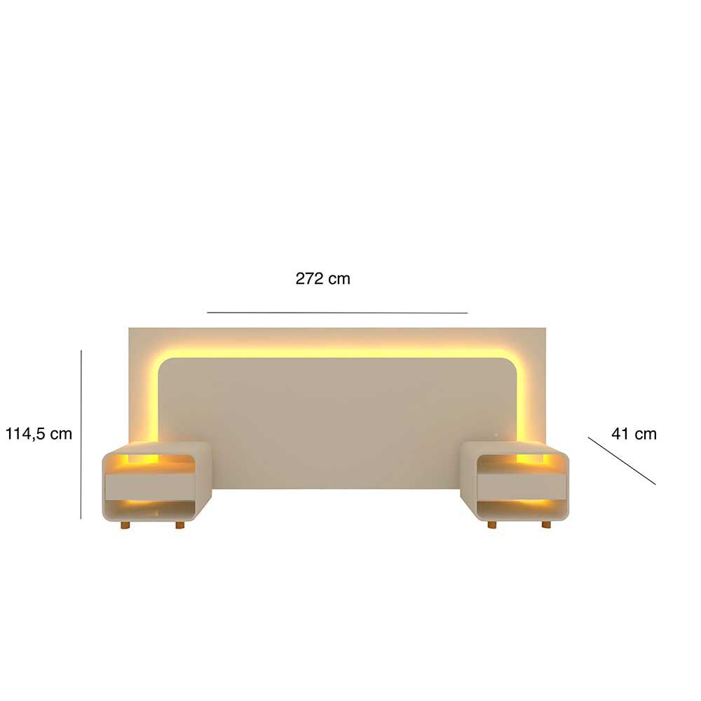 Respaldo 2 Plazas + 2 Veladores Decocasa Innova Led Off White