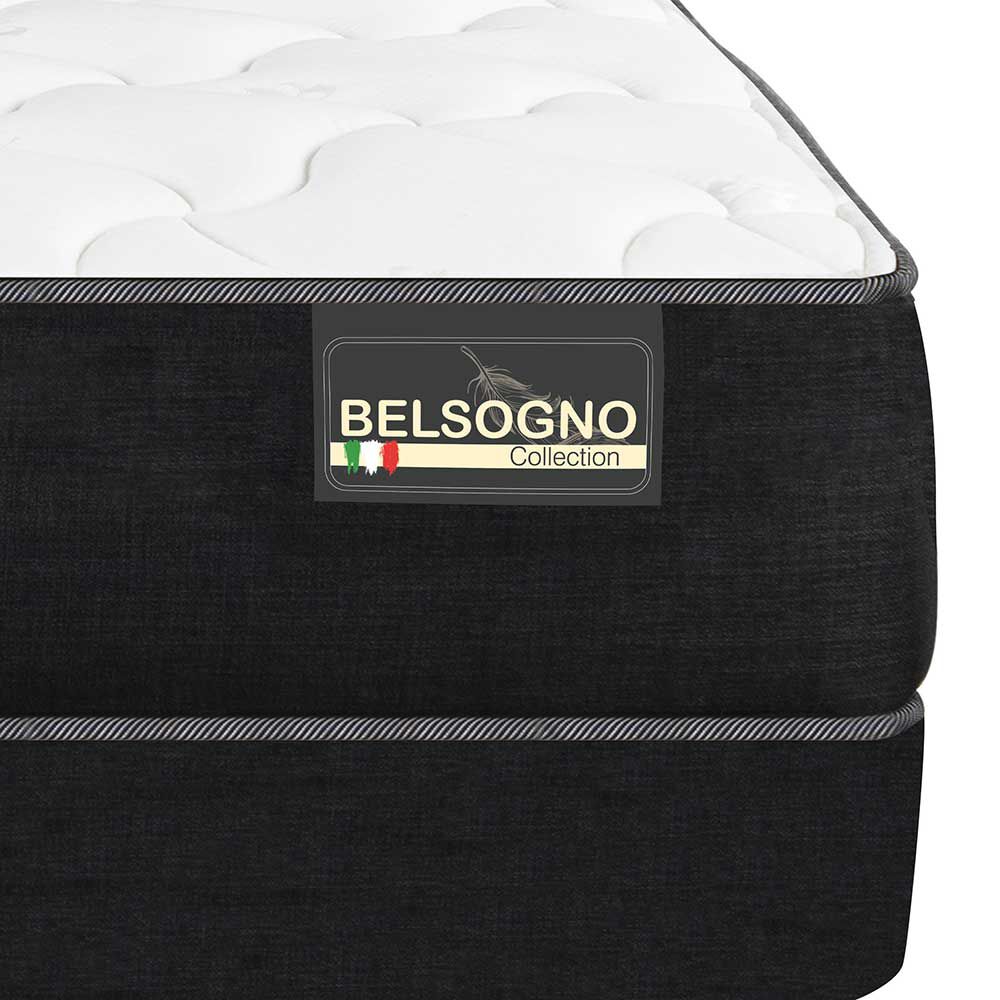 Cama Europea Belsogno 2 Plazas Plus + Respaldo Black