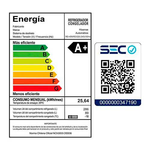 Refrigerador No Frost Hisense RD-49WRD 375 lts.