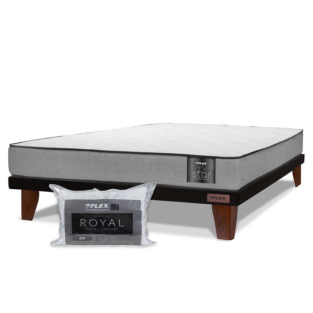 Cama Europea Flex 2 Plazas Star + Almohada Royal