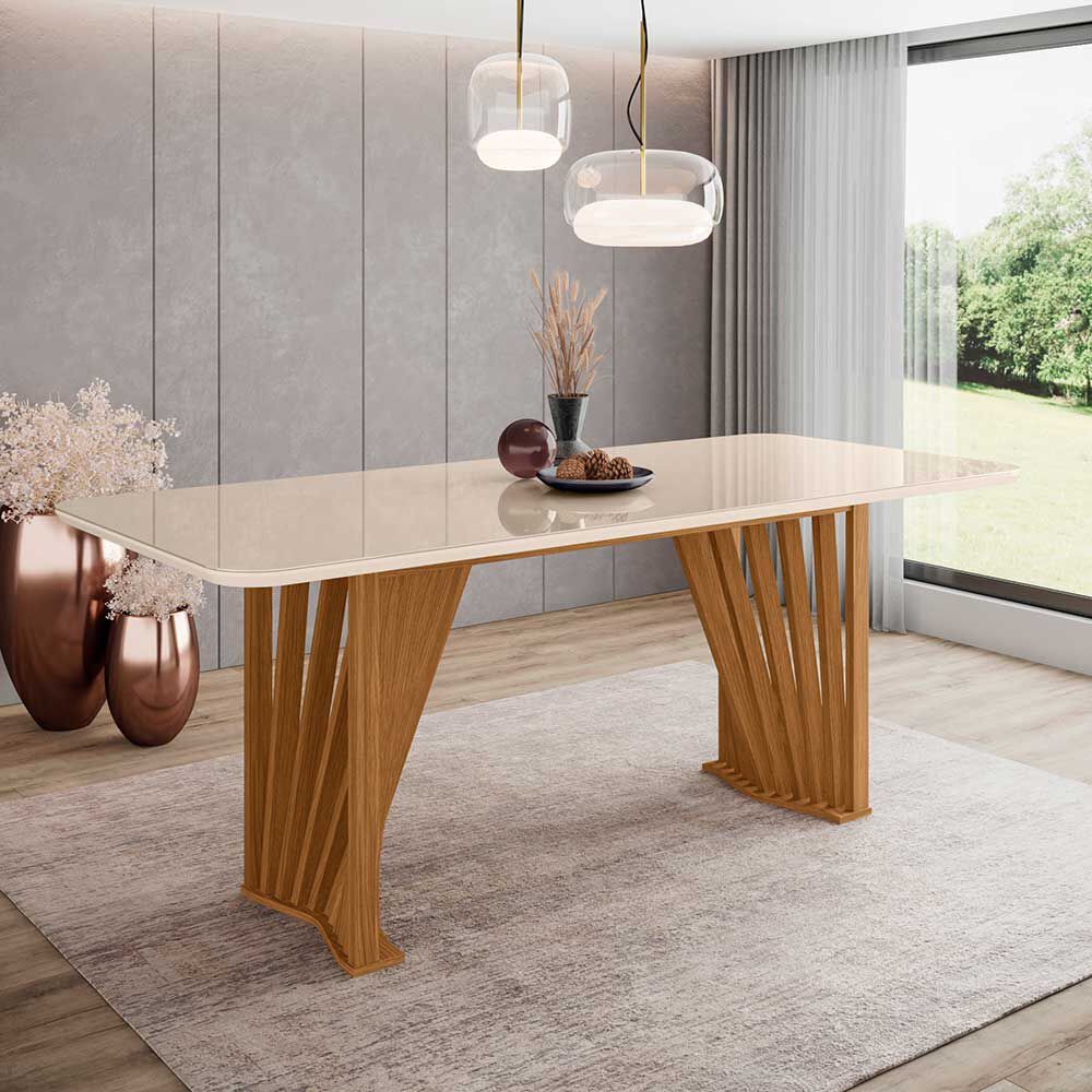 Juego de Comedor Home Mobili Bilbao 6 Sillas Café Blanco Off