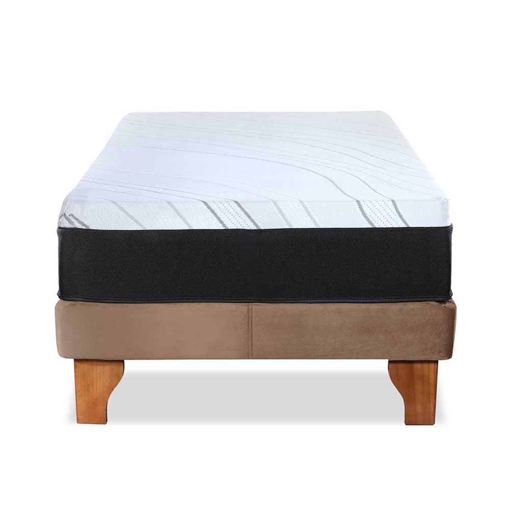 Cama Europea Latam Home 1,5 Plazas Zen Top Foam Hybrid Velvet Beige