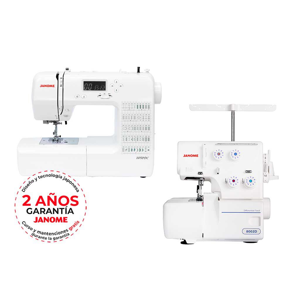 Combo Máquina de Coser Janome 1050DC + Overlock 8002D