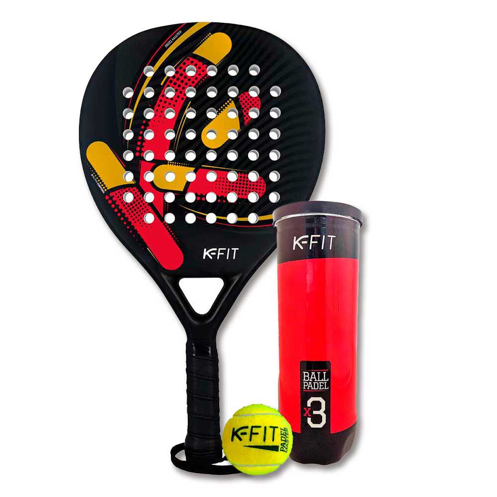 Pala Padel K-Alpha Hybrid 2 K-FIT  + Tarro Pelotas Paddle T628 K-FIT