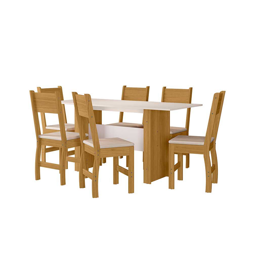 Juego de Comedor Home Mobili Milano 6 Sillas Café Blanco Off