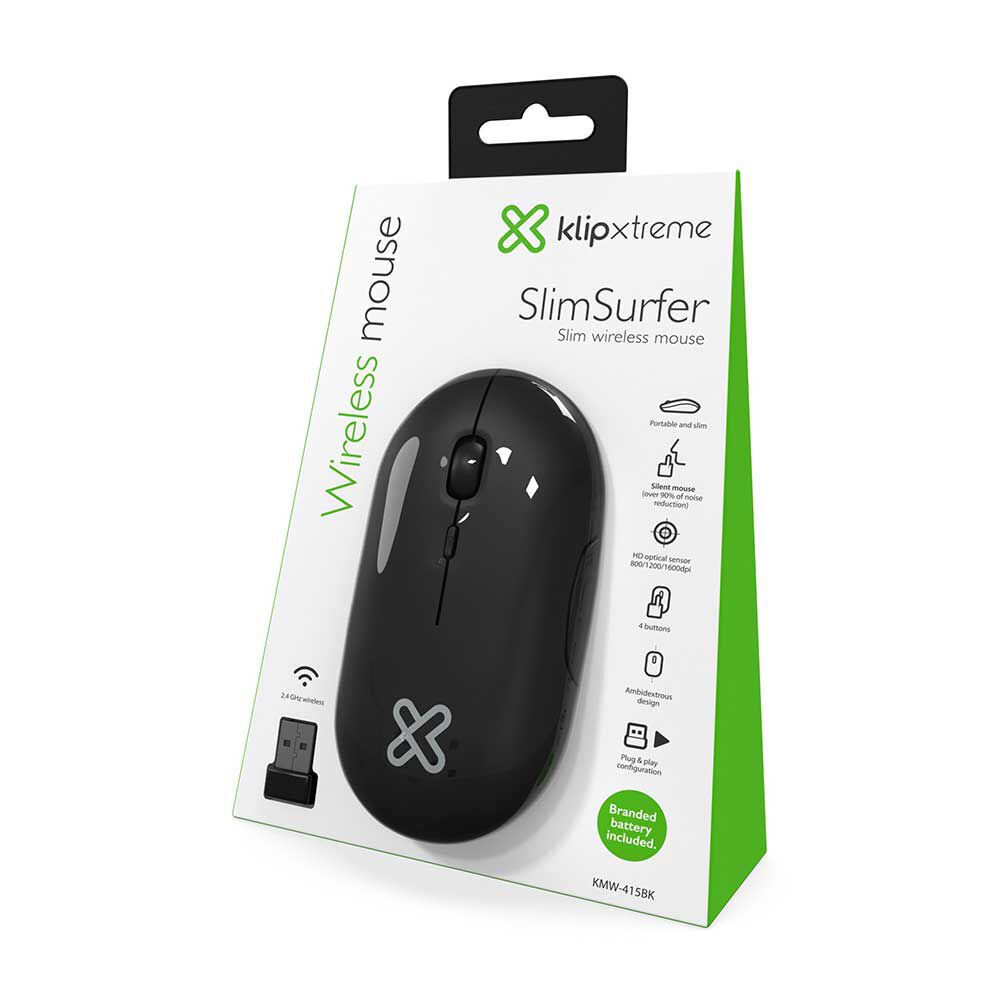 Mouse Inalámbrico Klip Xtreme SlimSurfer Negro