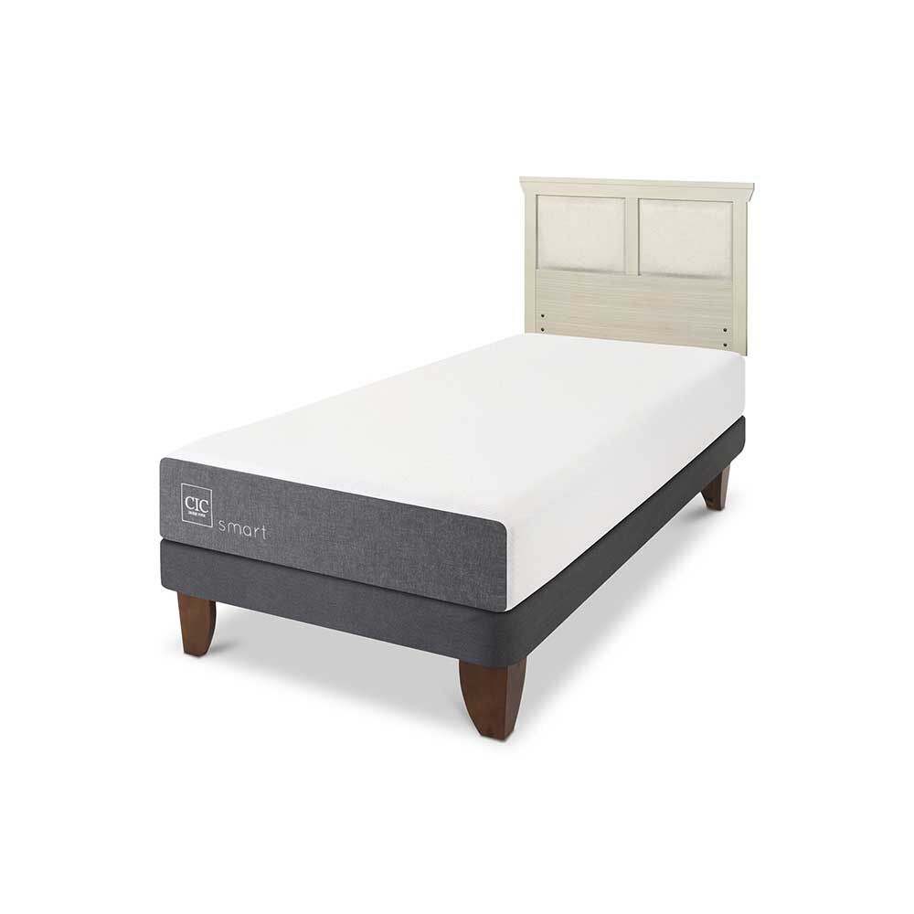 Cama Europea CIC 1 Plaza Súper Premium + Respaldo Torino Alpino