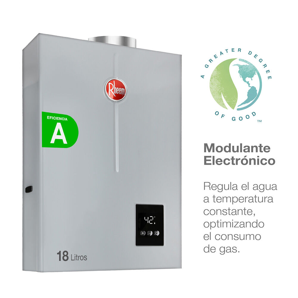 Calefont Gas Licuado Rheem Tiro Forzado Digital  18 lts.