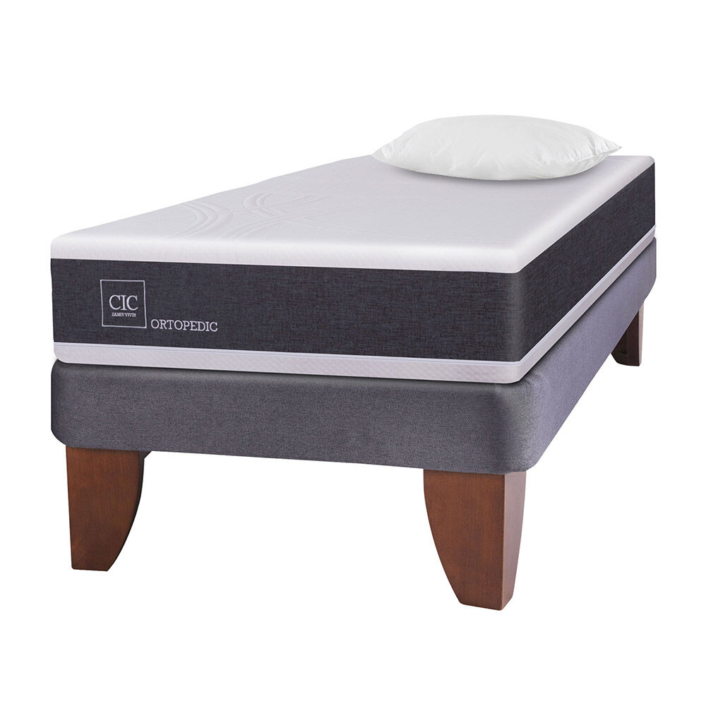 Cama Europea CIC 1 Plaza Ortopedic + Almohada