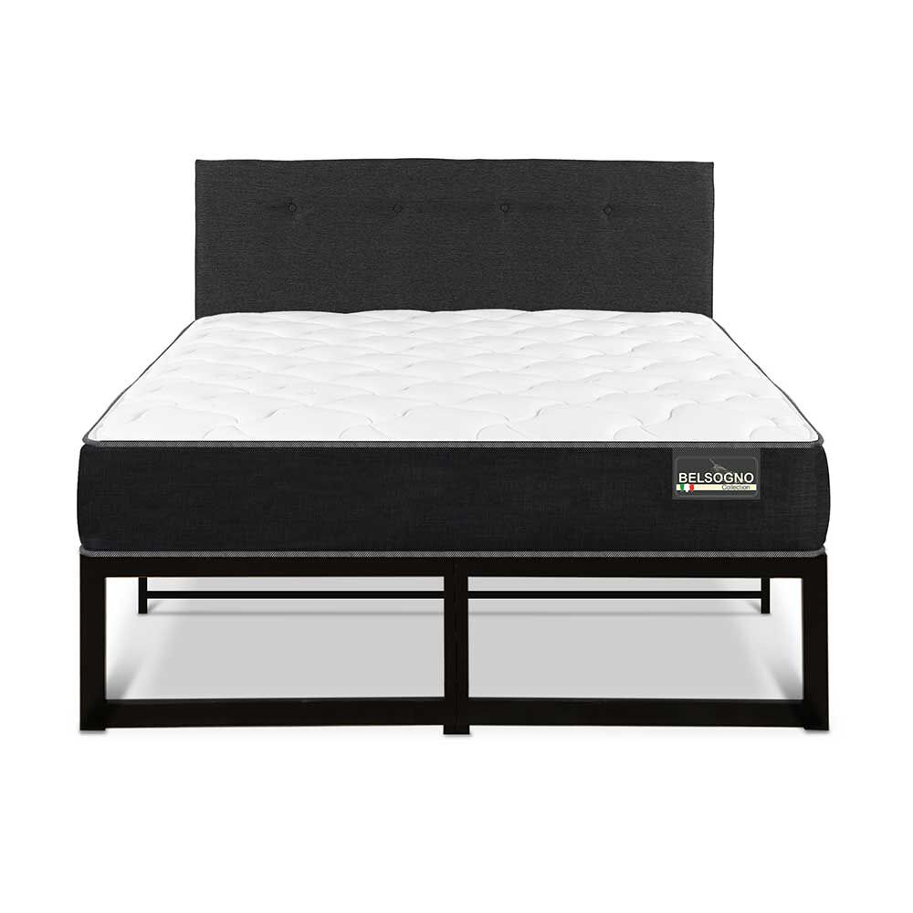 Cama Europea Belsogno 2 Plazas Plus + Respaldo Black