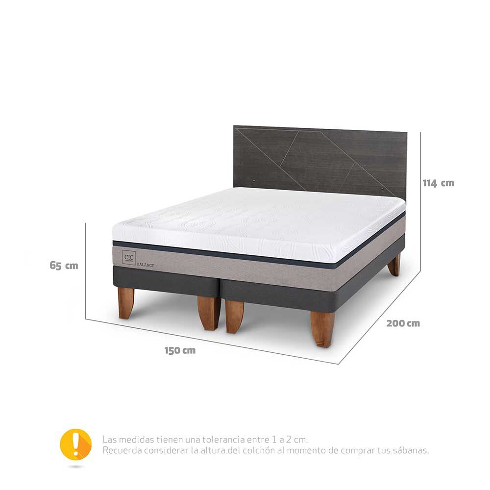 Cama Europea CIC Base Dividida 2 Plazas Balance + Respaldo Villarrica