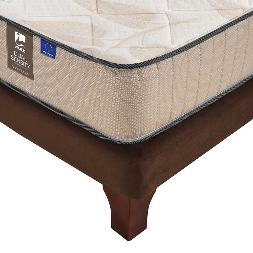 Cama Europea Flex 2 Plazas Dual Sensity + Respaldo Royal Café