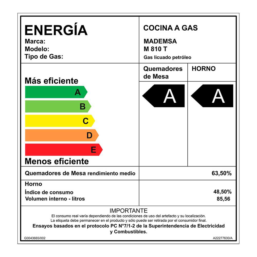 Cocina a Gas Mademsa M 810 T 6 Quemadores