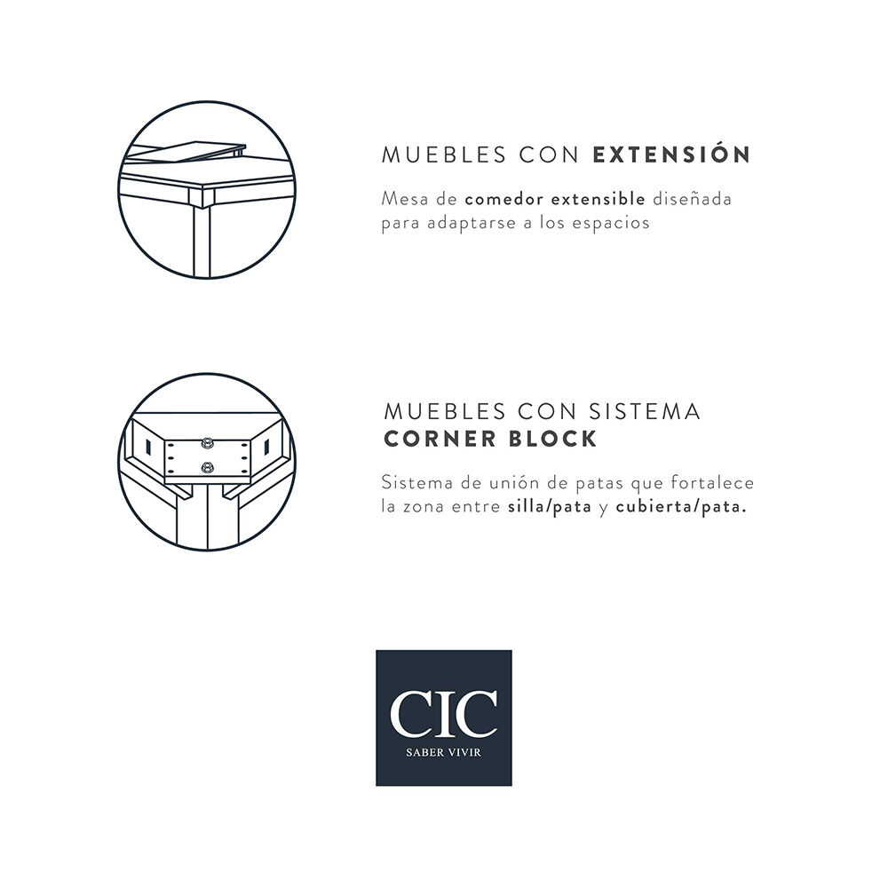 Juego de Comedor Extensible CIC Cordobes Plus 6 Sillas 2 Sitiales