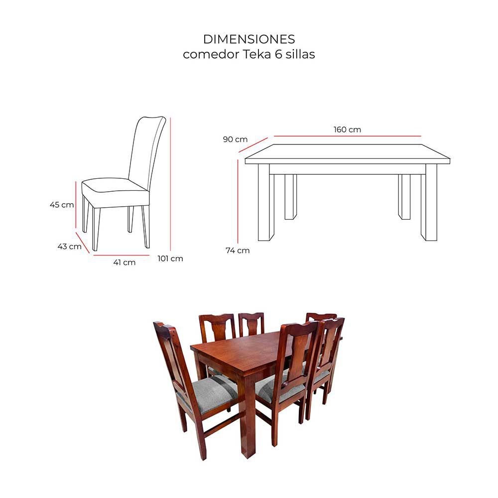 Juego de Comedor Living Factory Teka 6 Sillas Gris